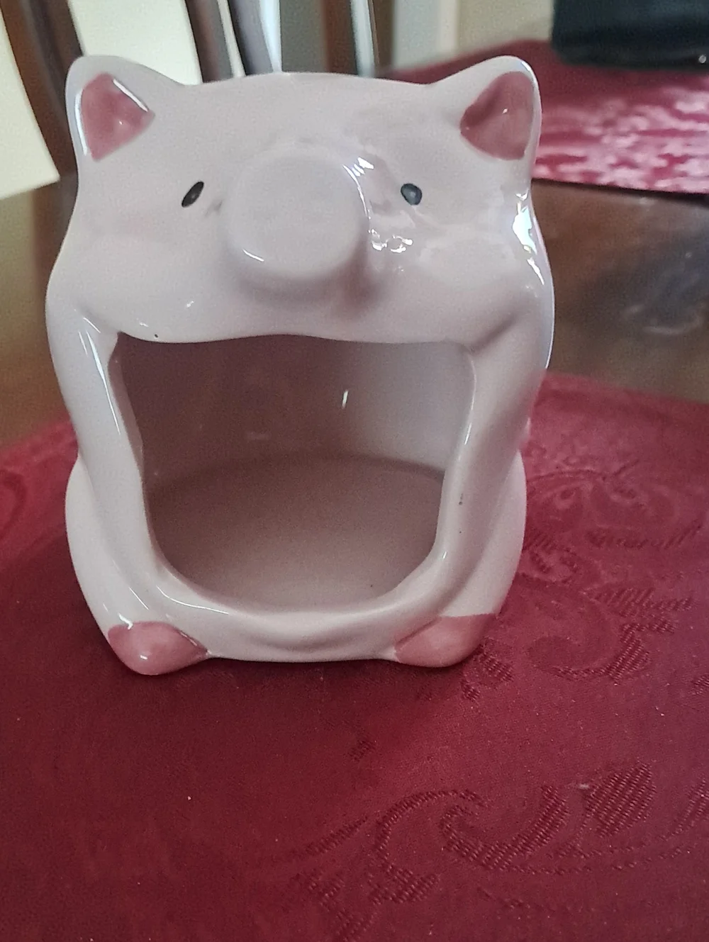 Vintage Pink Ceramic Pig Holder Great For Kitchen Or Holding Trinkets